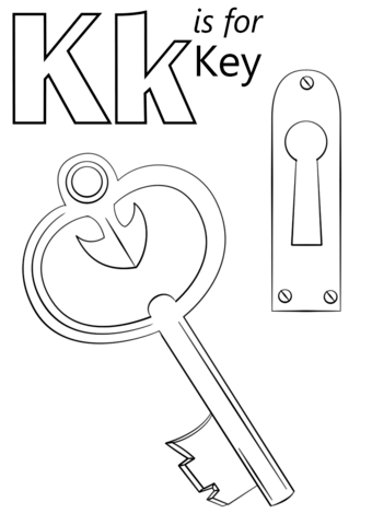 Letter K Is For Key Coloring Page